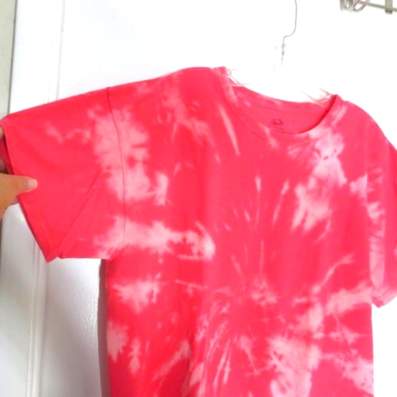 New Upcycled Shirt Reverse Tie Dye Duo Pink Stretch Cotton Comfy Unisex Size L - Picture 3 of 7